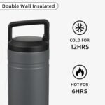 BJPKPK Insulated Water Bottle with 2 Lids,20 oz Double Wall Stainless Steel Vacuum Tumbler Travel Coffee Mug,Wide Mouth Thermal Cup,Grey - Image 5
