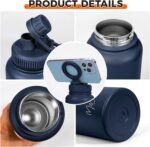 M2C® Magnetic Insulated Water Bottle 24oz (Dark Blue) – Compatible with MagSafe Magnetic Tumbler, Gym Water Bottle with Tripod Mount, Cell Phone Holder - Image 7