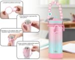 Mininoo Kids Water Bottle for School - 16 oz Stainless Steel Insulated Water Bottle with Ceramic-Lined, Leakproof Straw Lid & Beaded Handle for Girls & Boys - Image 5