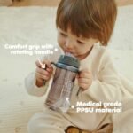 GROSMIMI Spill Proof no Spill Magic Sippy Cup with Straw with Handle for Baby and Toddlers, Customizable, PPSU, BPA Free 6 oz (White) - Image 4