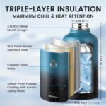 RAYMYLO 64oz Insulated Water Bottle, Triple Wall Vacuum Stainless Steel Water Bottles - Keeps Cold 48H, Reusable Half Gallon Jug for Gym, Sports, Camping, Hiking,Travel, Starry Sky-Indigo/Black - Image 4