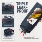 MIGHTY VESSEL 64 oz Glass Water Bottle – Dark Blue | Large Borosilicate Glass Jug with Straw & Time Marker – Leakproof, Travel-Ready Hydration for Sports, Gym, Daily Use - Image 5