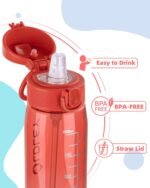 OLDLEY Kids Water Bottles with Straw 420ml/14oz BPA Free Tritan Water Bottle with Handle Leakproof School Sports Drinking Bottle for Toddler Boys Girls,Red - Image 3