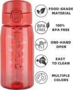 OLDLEY Kids Water Bottles with Straw 420ml/14oz BPA Free Tritan Water Bottle with Handle Leakproof School Sports Drinking Bottle for Toddler Boys Girls,Red - Image 4