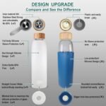 Glass Water Bottle with Protective Silicone Sleeve and Bamboo Lid by Urban green, 18oz, 1extra 304 Stainless Steel Lid with Handle, BPA Free, Dishwasher Safe, Gift Box - Image 4