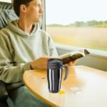 Oggi Commuter Travel Mug 14oz - Insulated Coffee Mug, Thermal Stainless Steel with Easy Grip Tumbler Handle - Black - Image 4