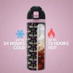 Mayim Capsule – 24oz Vacuum Insulated Water Bottle with Locking Lid & Carry Handle | Stainless Steel Travel Tumbler for Iced Coffee & Water | BPA-Free, Leakproof (Blue – Swan Soirée) - Image 4