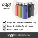 OGGI Terrain Insulated Stainless Steel Water Bottle - Large 32-Ounce Capacity, Also Suitable for Coffee & Hot Drinks, Black - Image 5