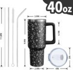 Sabobo Halloween Ghost Cup Gifts for Women Men, Spooky 40oz Tumbler with Handle and Straw, Holiday Black Engraved Stainless Steel Insulated Water Bottle (1 PC) - Image 4