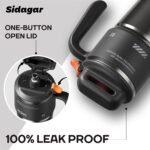 Sidagar 32 oz Tumbler with Handle and Straw, Stainless Steel Insulated Water Bottle with Lid, Push-button Lid Sports Tumbler, Fits in Cup Holder, Black - Image 3