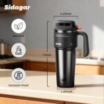 Sidagar 32 oz Tumbler with Handle and Straw, Stainless Steel Insulated Water Bottle with Lid, Push-button Lid Sports Tumbler, Fits in Cup Holder, Black - Image 4