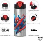 Zak Designs 27oz Marvel 18/8 Single Wall Stainless Steel Water Bottle with Flip-up Straw and Locking Spout Cover, Durable Cup for Sports or Travel (27oz, Spider-Man) - Image 4
