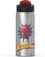 Zak Designs 27oz Marvel 18/8 Single Wall Stainless Steel Water Bottle with Flip-up Straw and Locking Spout Cover, Durable Cup for Sports or Travel (27oz, Spider-Man) - Image 5