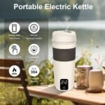 Portable Electric Kettle, 350ML Mini Hot Water Boiler Heater, Travel Kettle with 4 Temperature Settings, 304 Stainless Steel Portable bottle Warmer with Auto Shut-Off & Boil-Dry Protection - Image 3