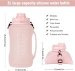 Collapsible Water Bottles, 2L/64OZ travel water bottle Bottle with Straw, Half Gallon Large Water Bottle for Travel Outdoor Sports Runing Fitness Yoga (Upgraded pink) - Image 5