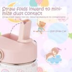 Kids Water Bottle with Straw 12 oz - Insulated Stainless Steel Sports Bottle, Leakproof Wide Mouth Thermal Cup with Straw & Handle Lids for School Travel Outdoor Activities - Image 4