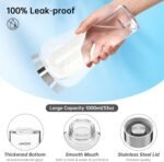 LETREEN Glass Water Bottle 32 oz, Borosilicate Glass Water Bottle with Neoprene Sleeve, BPA-Free Leak Proof Reusable for Hot Cold Drinks, Work, Gym, Home, Sports - Image 3
