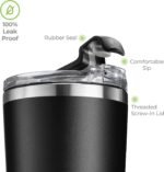 SIPX™ 22 oz Insulated Coffee Tumbler with Leakproof Lid – Stainless Steel, Vacuum Insulated – Keeps Drinks Hot or Cold for Hours – Cupholder Friendly Travel Mug – Black - Image 4