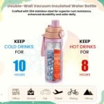 PIQUEBAR Kids insulated Water Bottle 17oz & Sport Water Bottle 24oz Set, Stainless Steel Metal Vacuum Water Bottles, Leakproof Tritan Sport Water Bottles for School Boys Girls, Pink Mermaid - Image 4