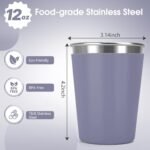 Vermida Stainless Steel Cups for Kids and Toddlers, 12oz Stackable Stainless Steel Kids Cups with Silicone Sleeves Sweat Proof, Unbreakable Metal Cups for Home & Outdoor, BPA Free (4 Pack) - Image 3