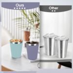 Vermida Stainless Steel Cups for Kids and Toddlers, 12oz Stackable Stainless Steel Kids Cups with Silicone Sleeves Sweat Proof, Unbreakable Metal Cups for Home & Outdoor, BPA Free (4 Pack) - Image 5