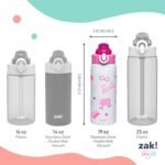 Zak Designs Barbie Sage Kids Water Bottle For School or Travel, 19oz Stainless Steel Water Bottle With Straw, Handle, and Leak-Proof, Pop-Up Spout Cover (Barbie) - Image 9