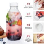 Dwbligt 32 oz Empty Glass Milk Bottles with Silicone Dispenser Cap, Clear Water Bottles with Leak Proof Lid and Scale Mark, Reusable Glass Jars for Juice, Milk, Iced Tea, Set of 3 - Image 4