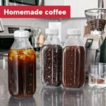 Dwbligt 32 oz Empty Glass Milk Bottles with Silicone Dispenser Cap, Clear Water Bottles with Leak Proof Lid and Scale Mark, Reusable Glass Jars for Juice, Milk, Iced Tea, Set of 3 - Image 7