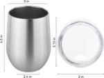 DOMICARE Stainless Steel Wine Tumbler Bulk with Lid, Personalized Insulated Tumblers Set, 12oz Travel Coffee Cups Pack of 12, Stainless steel - Image 5