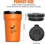 CHEERFUL GOAT Insulated Coffee Mug – Stainless Steel Travel Coffee Tumbler with Ceramic Liner, 12oz Coffee Cup for Hot and Cold Water Coffee at Home, Office, or On the Go (orange) - Image 3