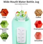 EALGRO 32 oz Glass Water Bottle with Straw and Handle, Sports Motivational Water Flask with Silicone Sleeve, Large Leakproof Water Flask Cup with Time Marker for Travel, Gym, Dark Purple - Image 5