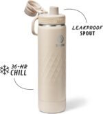 Takeya Sport 22 oz Triple-Insulated Stainless Steel Water Bottle, Spout Lid – Leakproof, Sweatproof, BPA-Free, Keeps Drinks Cold 36 Hrs, Hot 14 Hrs – Almond - Image 3