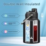 Konokyo Half Gallon Jug with Handle,64 oz Insulated Water Bottle with Carrying Pouch,Double Wall Vacuum Stainless Steel Metal Bottle,Black - Image 4