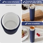 Exllena 【Upgraded】 Ceramic Lined Small Insulated Water Bottle 10oz with Adjustable Silicone Handle–Small Flask for Hot & Cold Drinks, Ideal for Purse, Lunchbox...(Midnight Sapphire) - Image 3