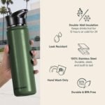 Retrospec Alder Insulated Water Bottle with Straw Lid & Handle Cap - Stainless Steel Wide Mouth Double-Wall Vacuum Insulated Thermos - BPA Free Leakproof Canteen - Image 3