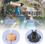 NOLOGLAZIC 32oz Glass Water Bottle with Straw and 2 Lids- Bamboo and Spout Lid,Motivational Sports Water Bottle with Silicone Sleeve and Time Marker,Reusable for Gym, Outdoors, White - Image 3
