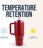 Hogg Big Swig 40 oz Tumbler with Handle and Straw - Red, 40oz Insulated Stainless Steel, Water Tumbler with Straw, Water Cup with Handle, Versatile Leak Proof Lid - Image 3