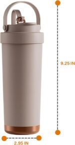 hisptgo 26oz Water Bottle Ceramic Coated Multi-Use Tumbler - 3-in-1 Drinking Modes, Thermal Insulation, Silicone Strap, Portable Travel Mug (Coffee Brown) - Image 3