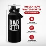 Dad Water Bottle 32oz Stainless Steel Insulated Sports Bottle with Lid, Gifts for Father from Daughter Son, Dad Gifts for Birthday Christmas Fathers Day - Image 3