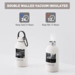 Exllena Small Water Bottles 12 oz with Handle Lid and Carabiner, Mini Insulated Water Bottle Double Wall Vacuum Leakproof for Kids/Adults (Ivory) - Image 3