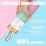 Tronco 24 oz Glass Water Bottles with Lids, Reusable Borosilicate Glass Bottles with Bamboo Lid & Non-Slip Silicone Sleeve for Gym, Hiking, Men and Women, Leak-Proof, BPA-Free, Dishwasher Safe - Image 4