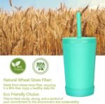 Homestockplus 10 Oz Wheat Straw Reusable Cups with Lids & Silicone Straws | Anti-slip Kids & Family Safe Drinking Cup for Milk, Juice, Smoothies | Dishwasher Microwave Safe -Easy Clean For Daily use - Image 4