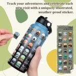 Familavida National Parks Water Bottle with Stickers | 32oz Leakproof Insulated Stainless Steel with Straw | Perfect for Hiking, Camping & Travel (Blue-Black) - Image 3