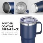 VEGOND 20 oz Tumbler with Handle Lid and Straw, Stainless Steel Insulated Travel Coffee Mug Spill Proof Double Wall Metal Tumbler Cup Keeps Drink Hot and Cold, Navy Blue 1 Pack - Image 7