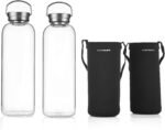 DE.KITCHEN&HIFUN Glasss Water Bottle 64oz, Large Borosilicate Glass 2L for Juice, Glass Water Bottle with Steel Cap Filter - Image 5