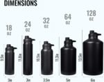 Fijinhom Gallon Water Bottle with 2 Lids (Straw & Spout), 304 Stainless Steel Water Jug with Handle and Wide Mouth, 1 Gallon Vacuum Double Walled Jug for Sports, Outdoors, Leak-Proof, Black 128 oz - Image 5