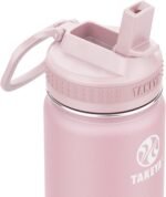 Takeya Actives Kids Water Bottle with Straw Lid - Stainless-Steel Double Wall Insulation - BPA-Free Bottle Lid with Carry Handle - Reusable Bottle & Straw Lid - 14 oz, Blush - Image 3