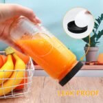 Encheng 12 Pack 16oz Glass Juice Bottles,Reusable Juicing Bottles with Lids and Straws,Embossed Juice Containers Kombucha Bottle Smoothies Jars for Water, Iced Coffee,Party,Travel - Image 4