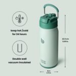 BOTTLE BOTTLE 16 oz sports water bottle stainless steel insulated kids water bottle with straw and pills holder for gifts and school（green） - Image 5