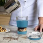 Tupkee Double Wall Glass Tumbler - 8-Ounce, All Glass Hand Blown Reusable Insulated Tea/Coffee Mug & Lid, Travel Mug - Niagara - Image 4